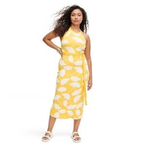 DVF x Target Women’s Halter Tie Neck Gingko Yellow Sweaterknit Midi Dress 💛